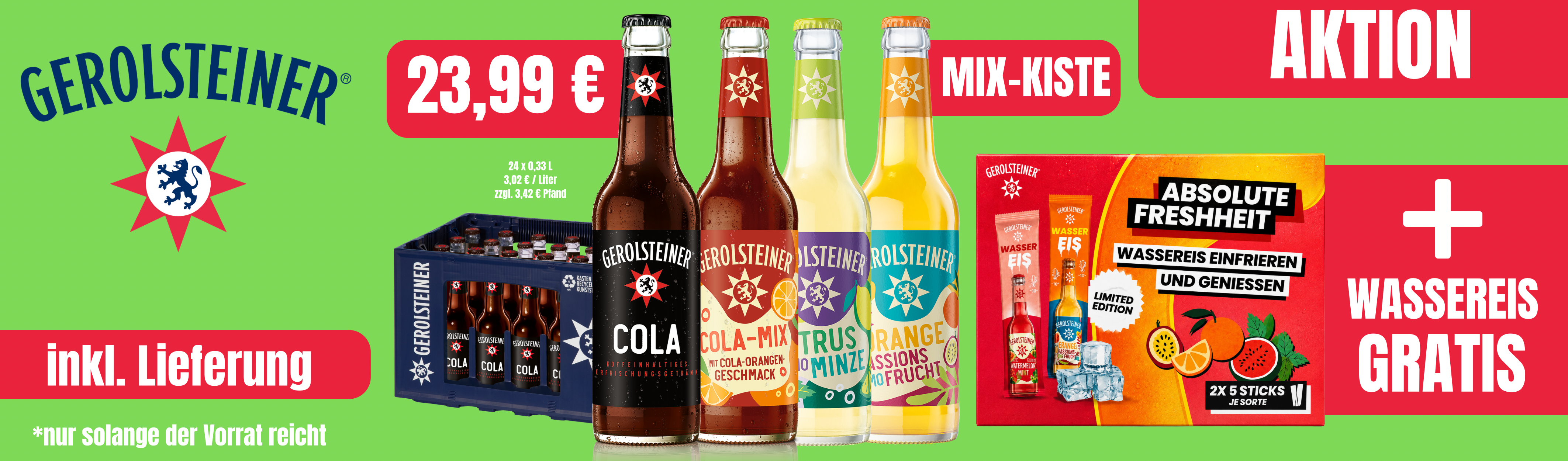 Gerolsteiner Mix Kiste plus Wassereis gratis