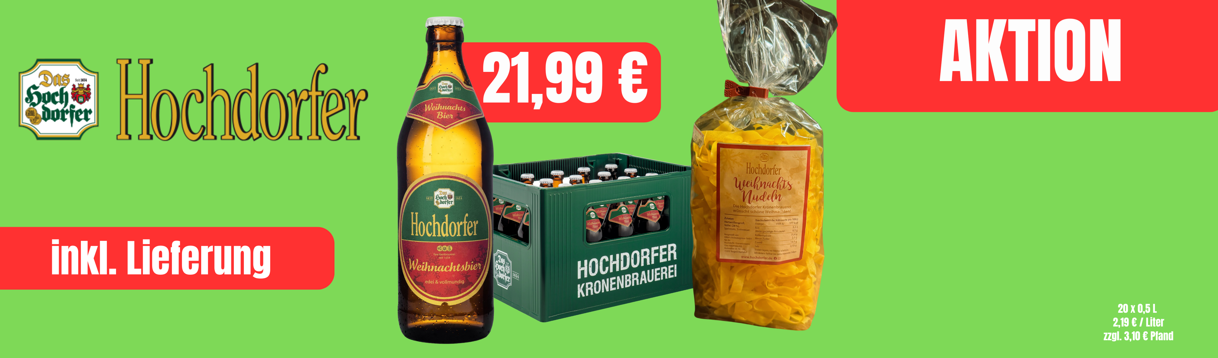 Hochdorfer Weihnachtsbier plus Nudeln gratis