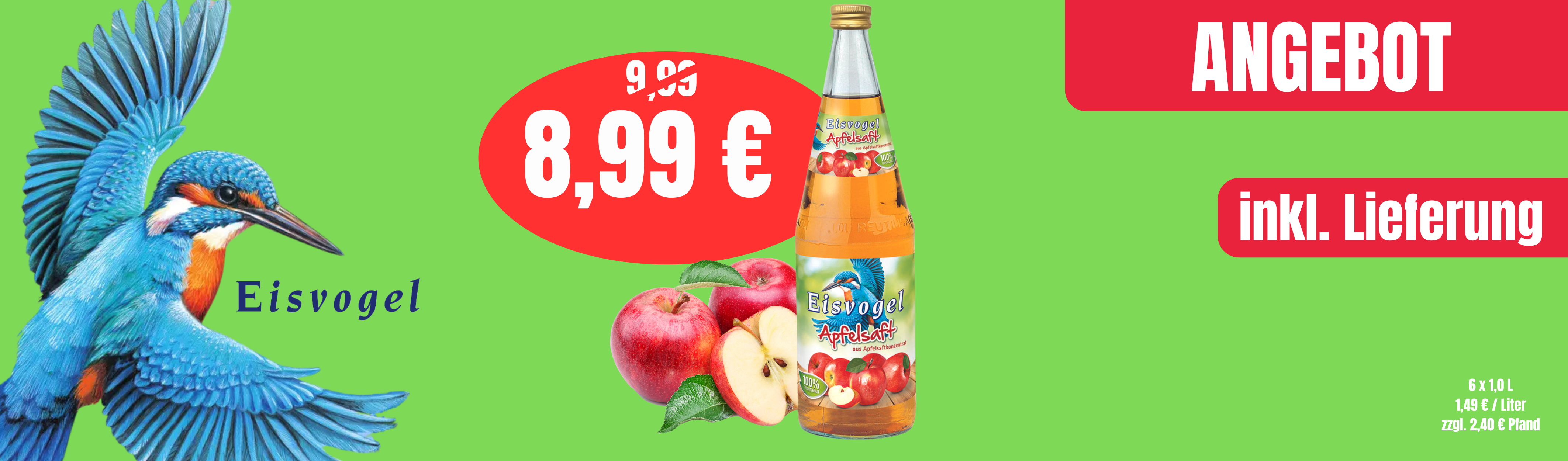 Eisvogel Apfelsaft 1,0 L Banner