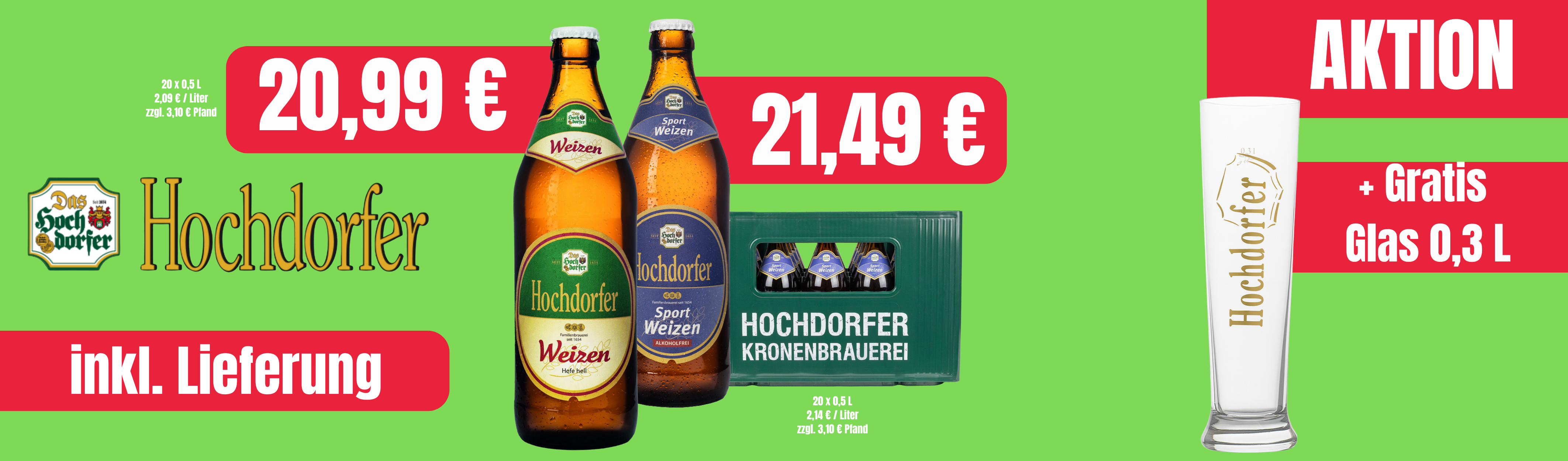 Hochdorfer Hefe + Weizenglas 0,3 L gratis